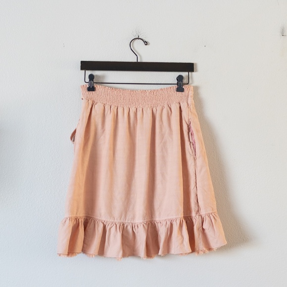 Pilcro x Anthropologie Peach Pink Ruffle Wrap Skirt with Pockets - Picture 3 of 5